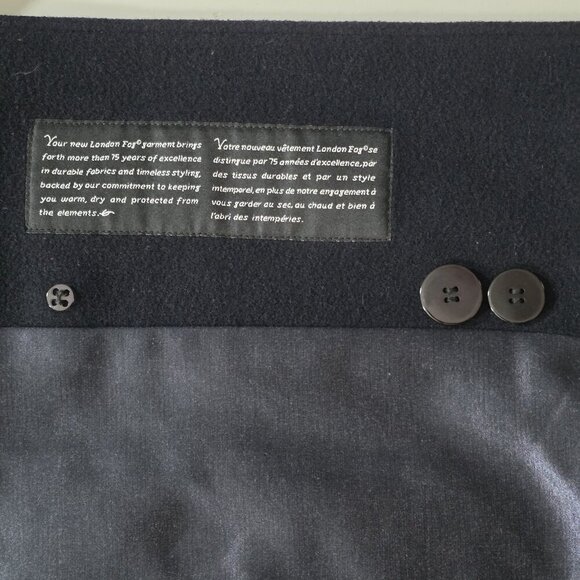 London Fog Coat Women 8R M Black Wool Blend Pockets Buttons Quilt Lined Preppy - Picture 14 of 16